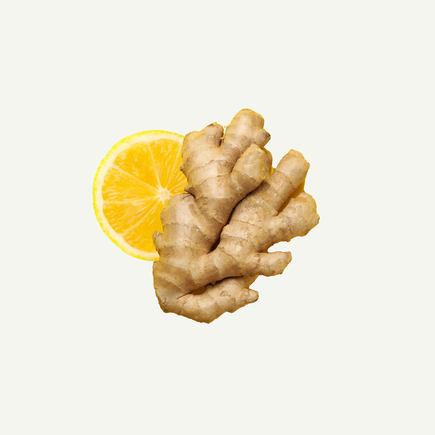 Fresh lemon and ginger used for a clean, refreshing functional beverage with natural flavour profile